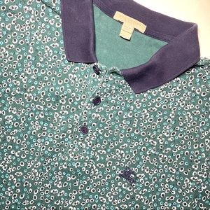 Burberry Polo Shirt Floral Green Blue Size Medium